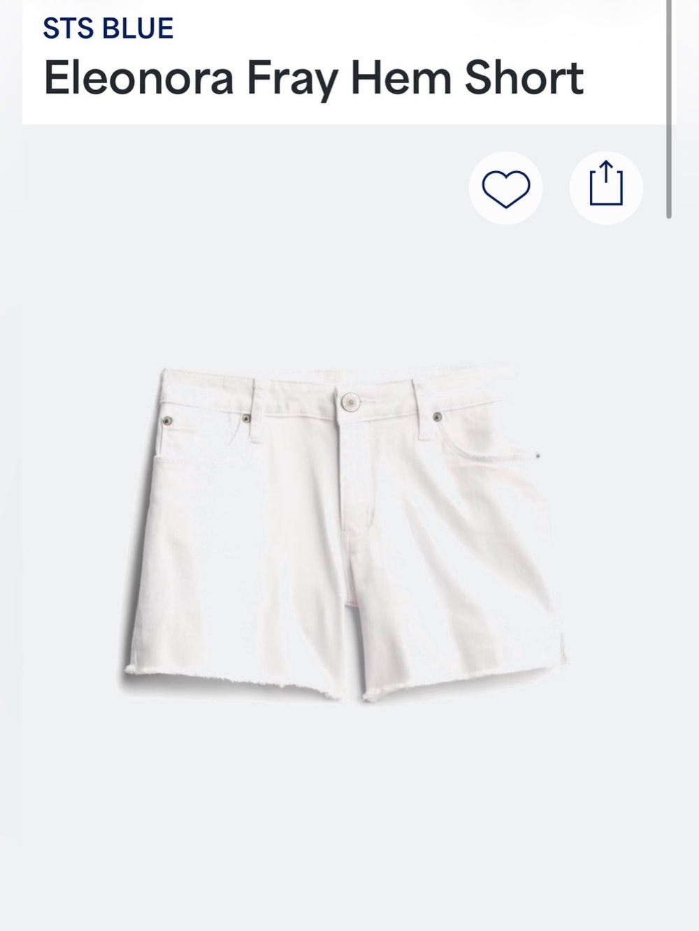 STS Blue. Eleonora Fray Hem Women's White Jean Shorts - Picture 7 of 7